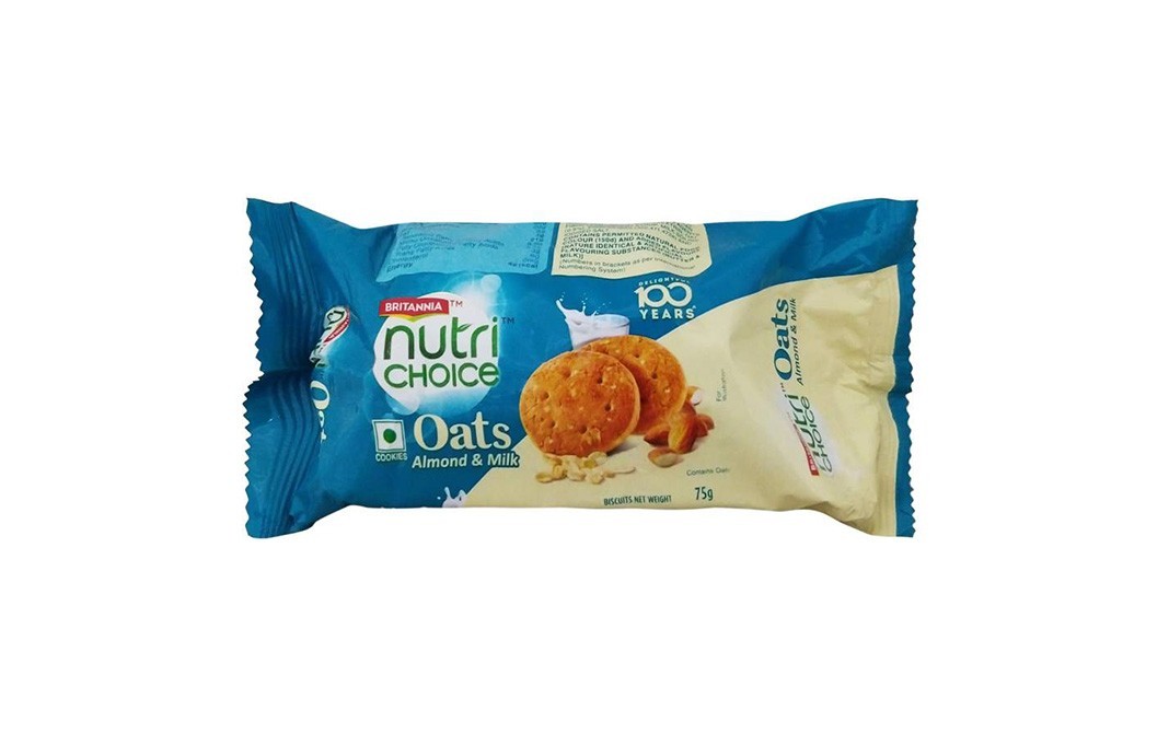 Britannia Nutri Choice Oats Almond & Milk Biscuits   Pack  75 grams